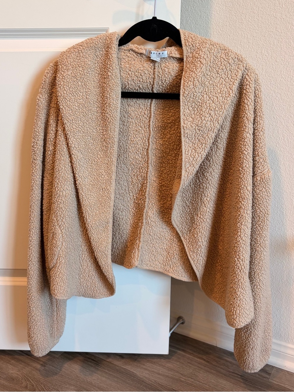 FAVLUX tan sherpa cardigan with hood